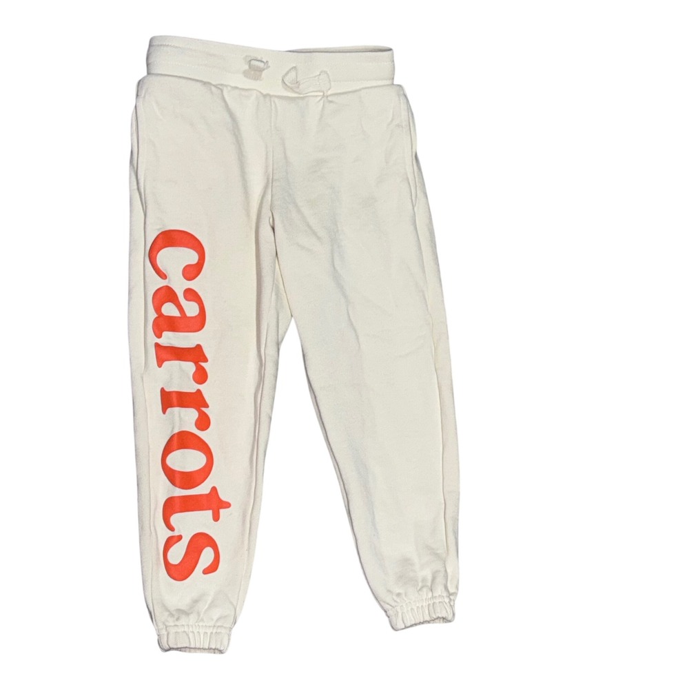 Carrots by Anwar‎ Carrots Cream Orange Wordmark Jogger Sweatpants Kids XS 4/5